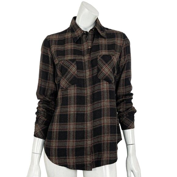 Peruvian Connection Women's Black Brown Plaid Shirt Size XS - Picture 1 of 8